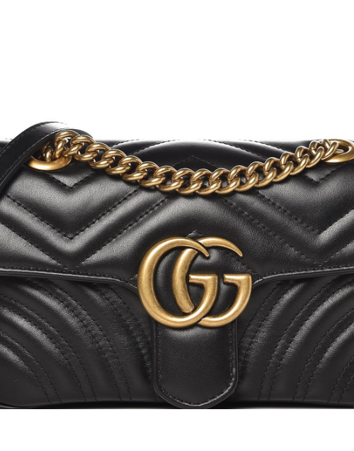 Replica Calfskin Matelasse Mini GG Marmont Shoulder Bag Black