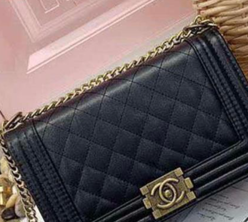 Replica Chanel 17P Le Boy Old Medium Iridescent Black Quilted Bag
