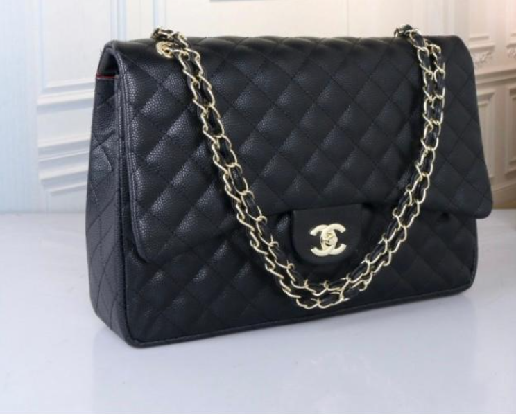 Replica Chanel Maxi Double Flap Caviar Black Bag