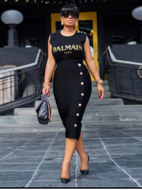 Replica Balmain Elegant Female Black Sexy Bodycon Dress