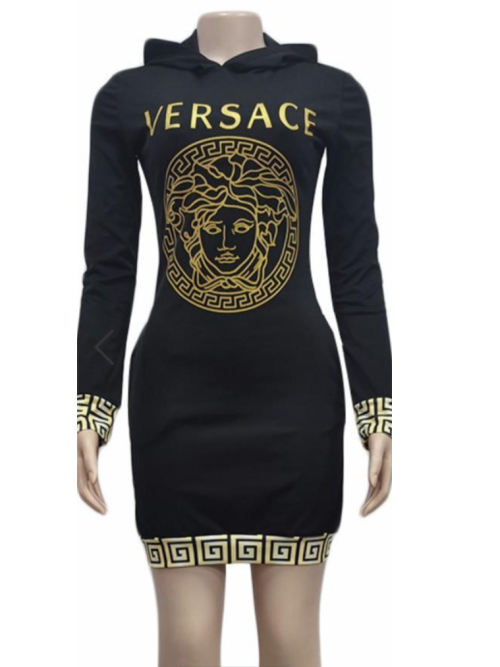 Replica Versace Long Sleeve Hooded Shirt Dress Description