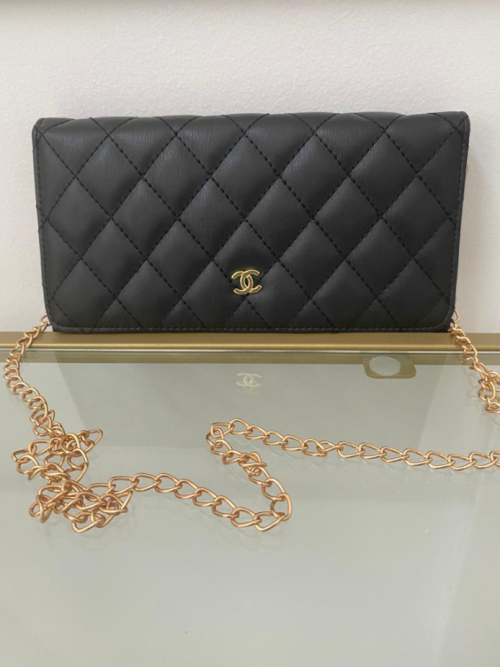Replica Chanel Wallet on Chain Black Leather