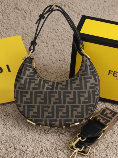 Replica FF Fabric Jacquard Vitello Grace 1974 Small Hobo Bag