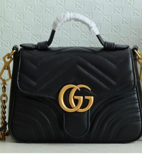 Replica Calfskin Matelasse Mini GG Marmont Top Handle Shoulder Bag