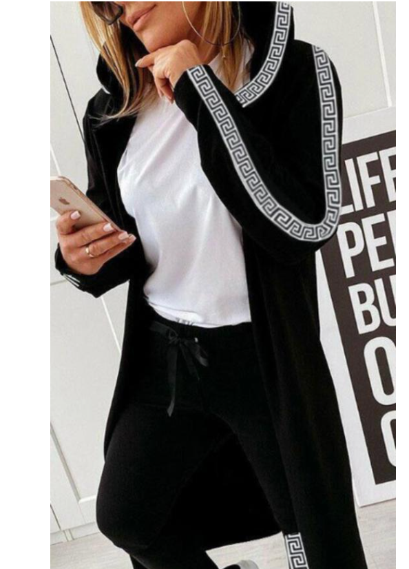 Replica Geo Trim Long Hooded Coat and Drawstring Pants Set