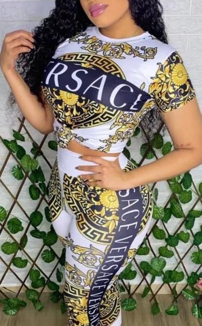 Replica Medusa Women Two Piece Crop Top and Pants