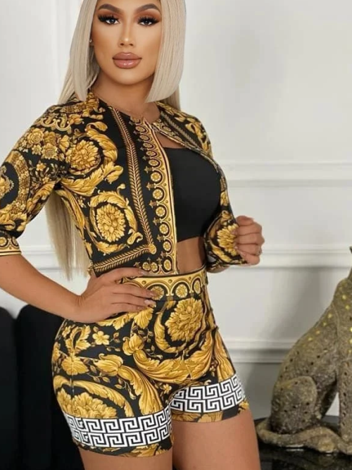 Replica Baroque Design Top and Short Set