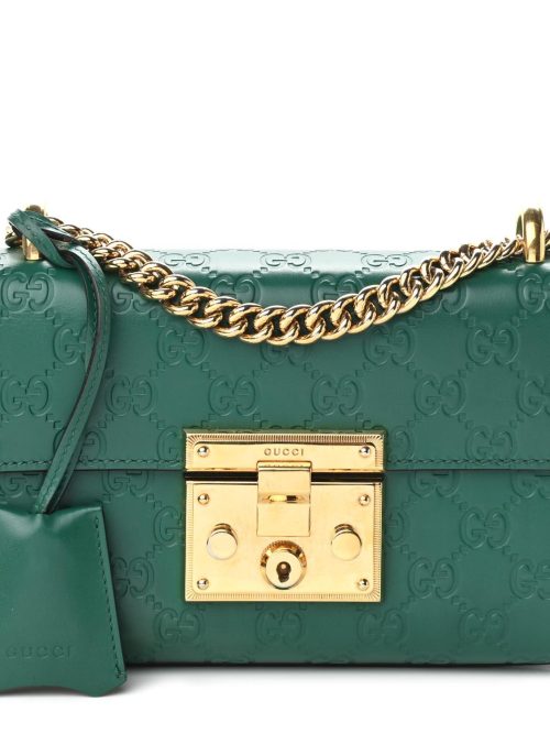 Replica GG Guccissima Small Padlock Shoulder Bag in Emerald